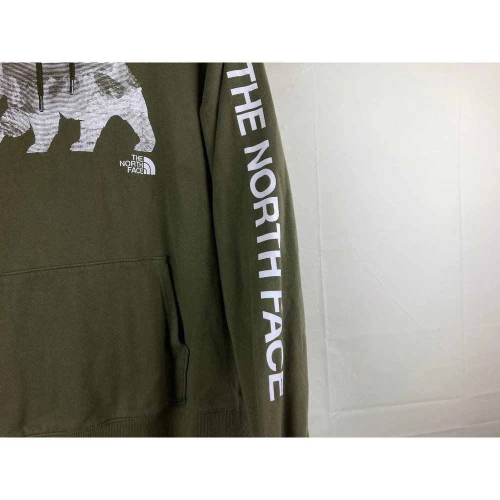 The North Face Hoodie Mens L Olive Green Bear Mountain Graphic Nature Gorpcore